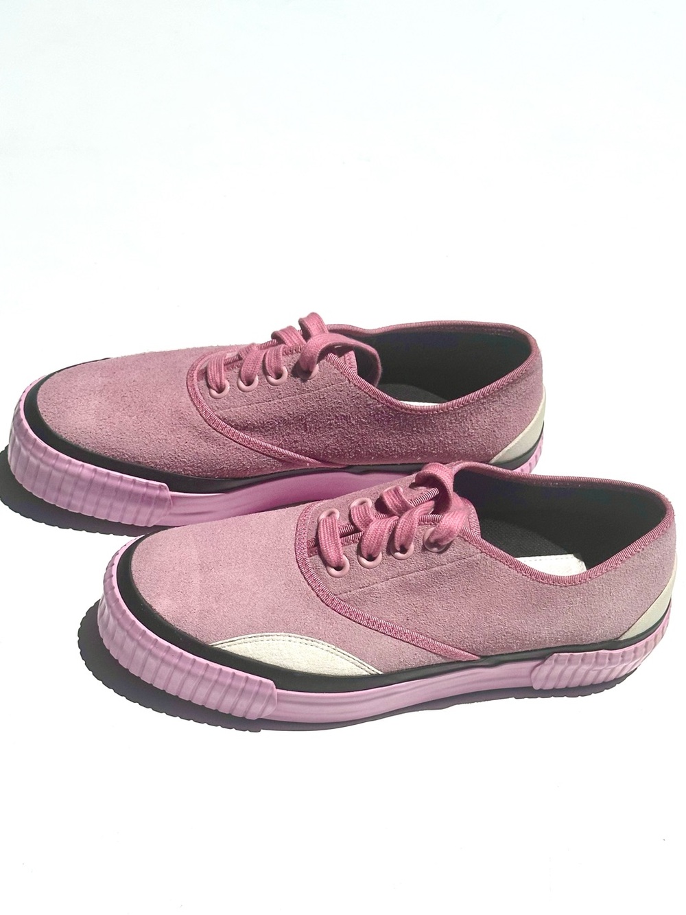 Julien David Suede Platform Casual Low-Top Suede Sneakers Pink Black Cream 40 10